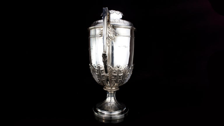 British Antique Victorian Silver Large Trophy Cup For Sale