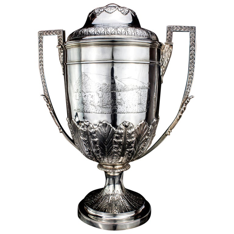 Antique Victorian Silver Large Trophy Cup For Sale