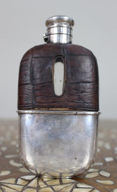 Antique Victorian Silver & Leather Hip Flask – Birmingham 1890/91