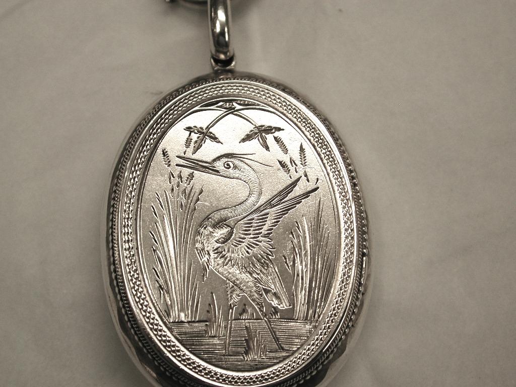 Antique Victorian Silver Locket and Collar, circa 1880 3