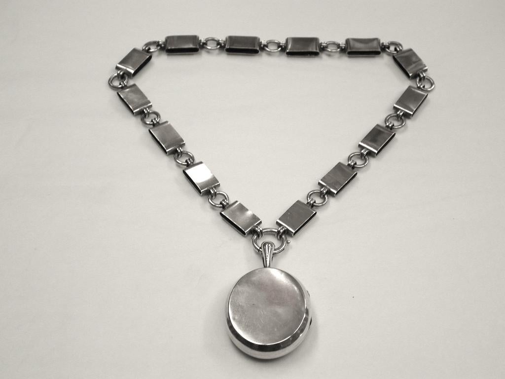 Antique Victorian Silver Locket and Collar, Dated circa 1880 2