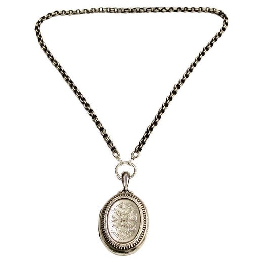 Antique Victorian Silver Locket & Chain, Dated 1881, Ward & Francis