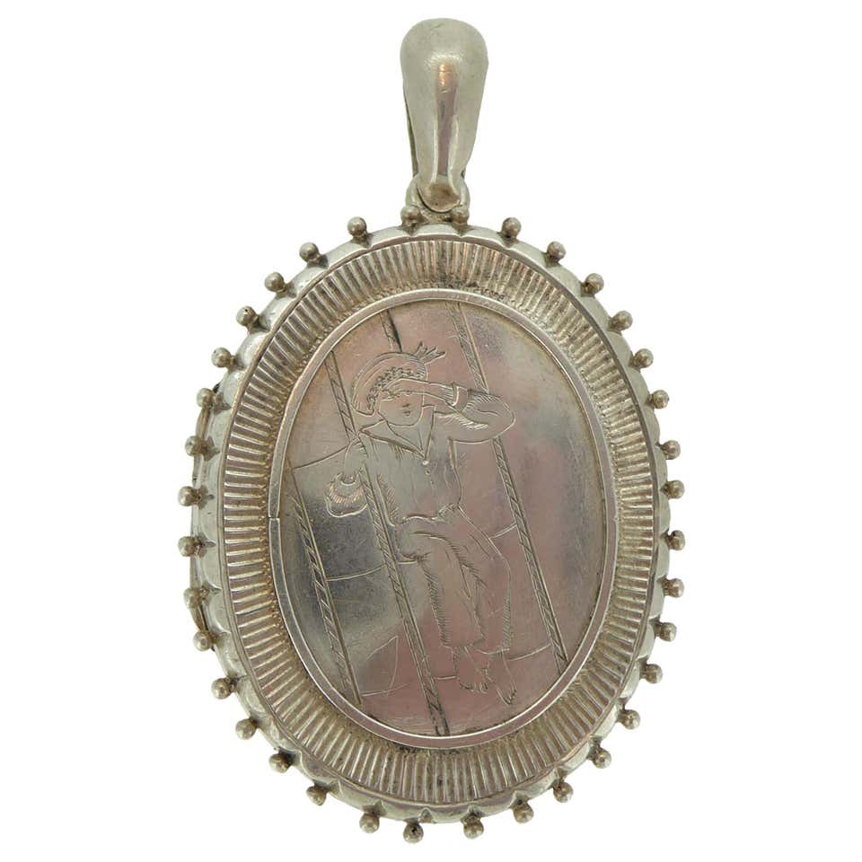 Antique Victorian Silver Locket, Dated Birmingham, 1881 at 1stDibs