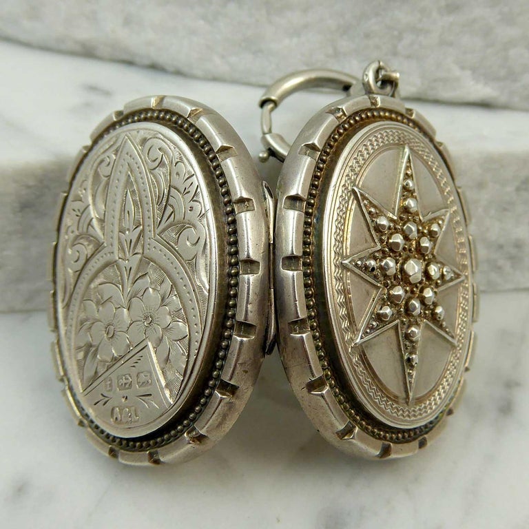 Antique Victorian Silver Locket, Hallmarked Birmingham, 1893 at 1stDibs