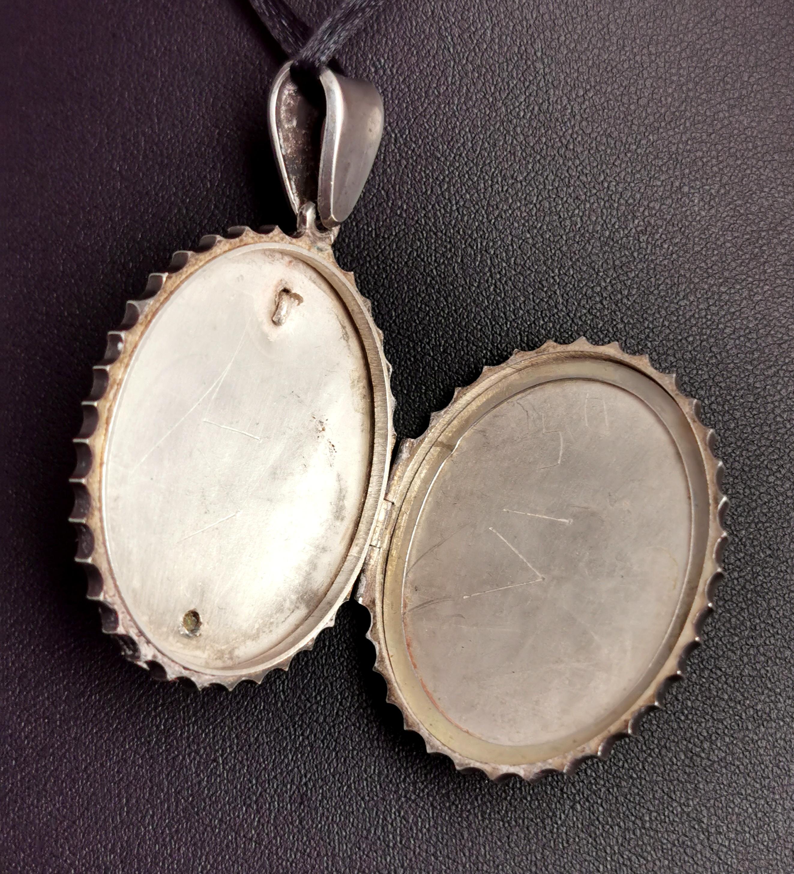 Antique Victorian Silver Locket Pendant, Aesthetic Era 2