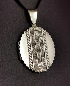Antique Victorian Silver Locket Pendant, Aesthetic Era