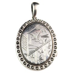 Antiker viktorianischer Silber-Medaillon-Anhänger, Vögel, Ästhetik