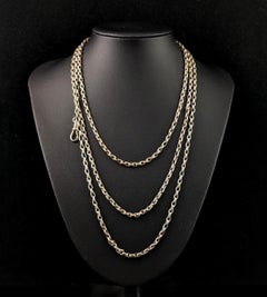 Antique Victorian silver longuard chain necklace, 900 silver