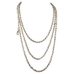 Antique Victorian silver longuard chain necklace, 900 silver 