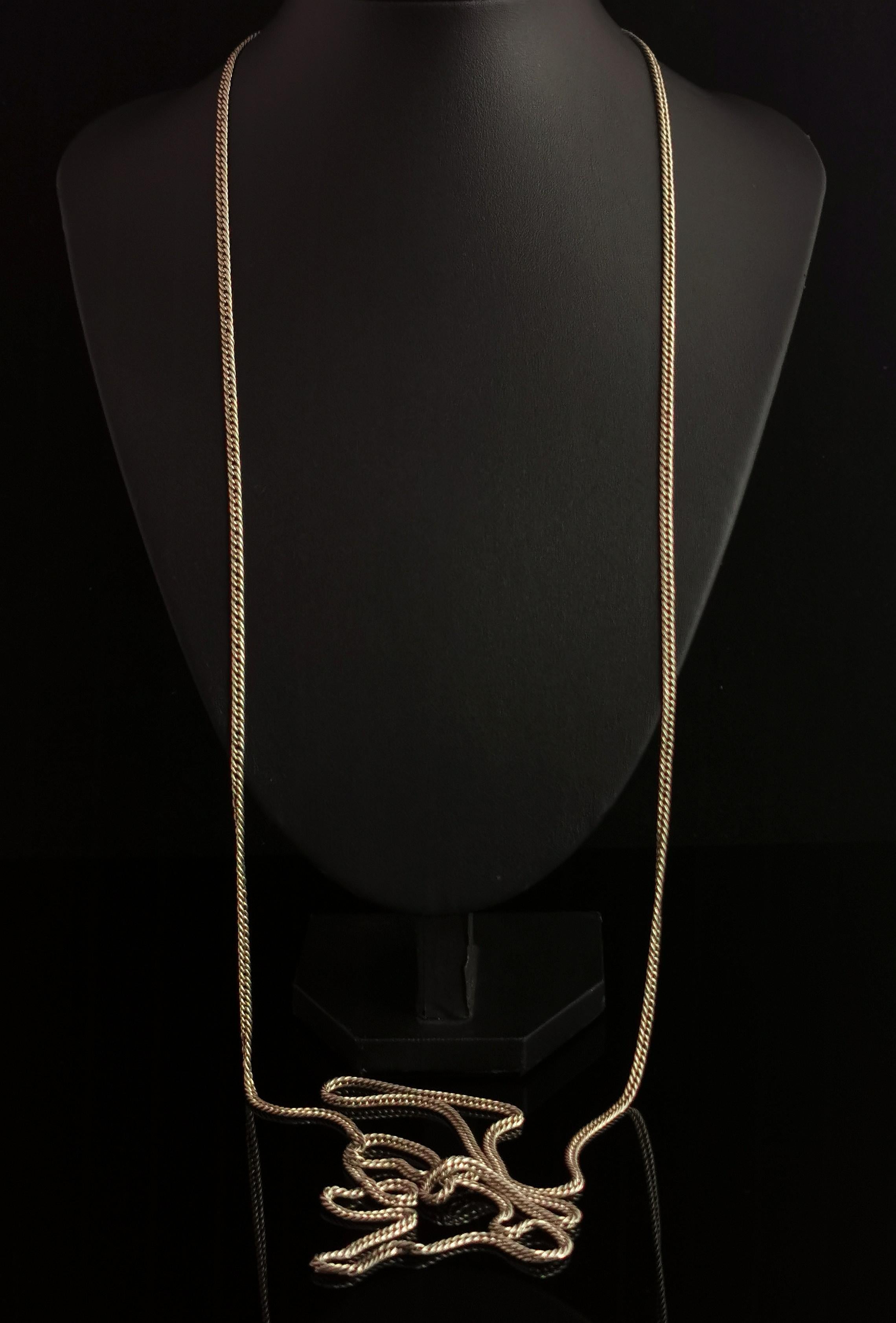 Antica collana vittoriana d'argento a catena Longuard, vittoriana, catena a manicotto 10
