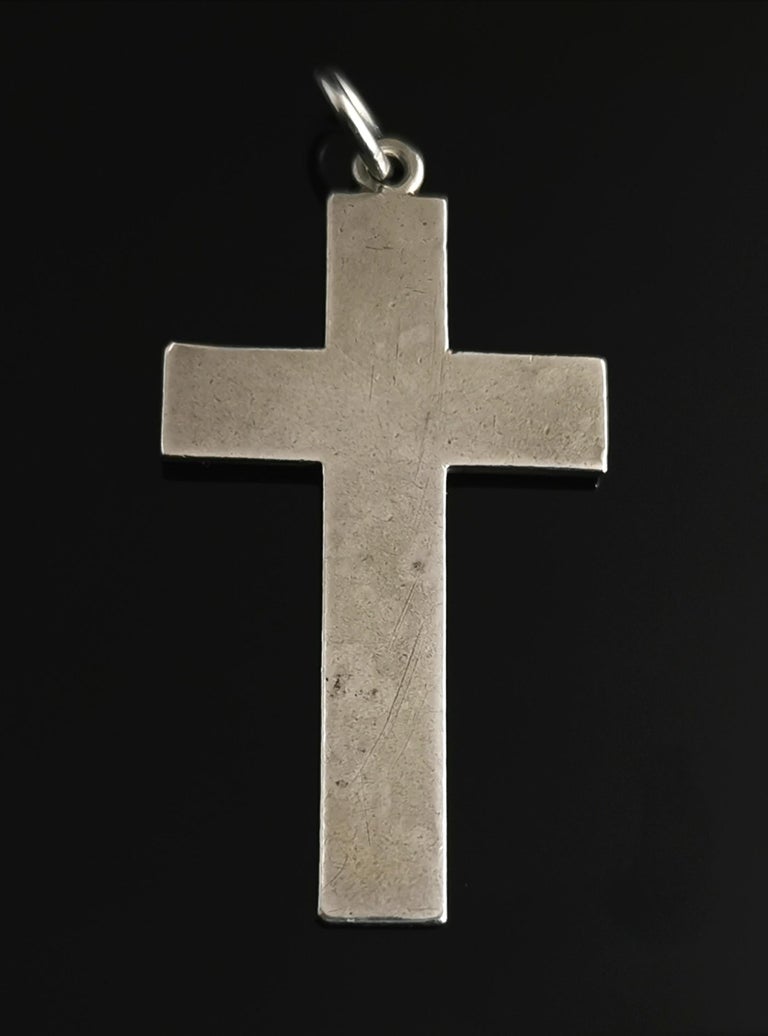 Antique Victorian Silver Mourning Cross Pendant For Sale 11