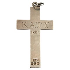 Antique Victorian Silver Mourning Cross Pendant