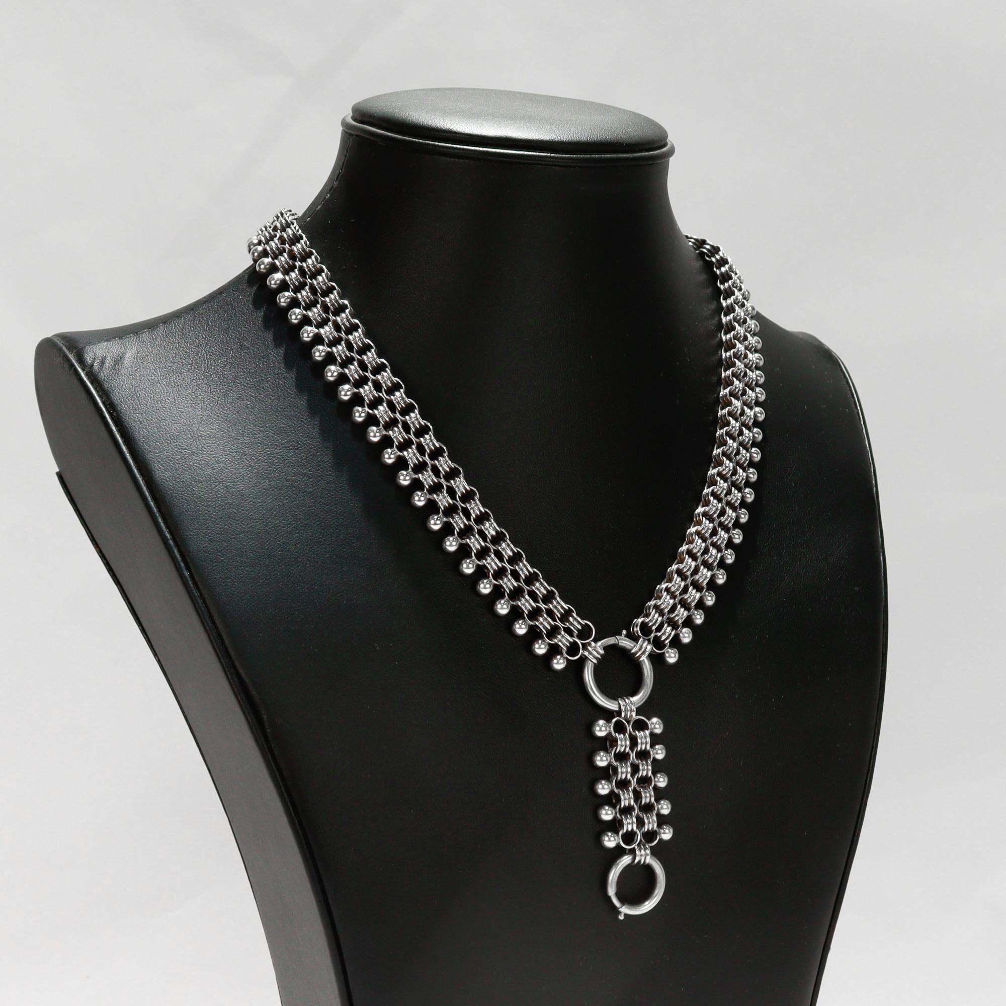 Antique collier victorien en argent avec chaîne à plusieurs rangs et rallonge en vente 5