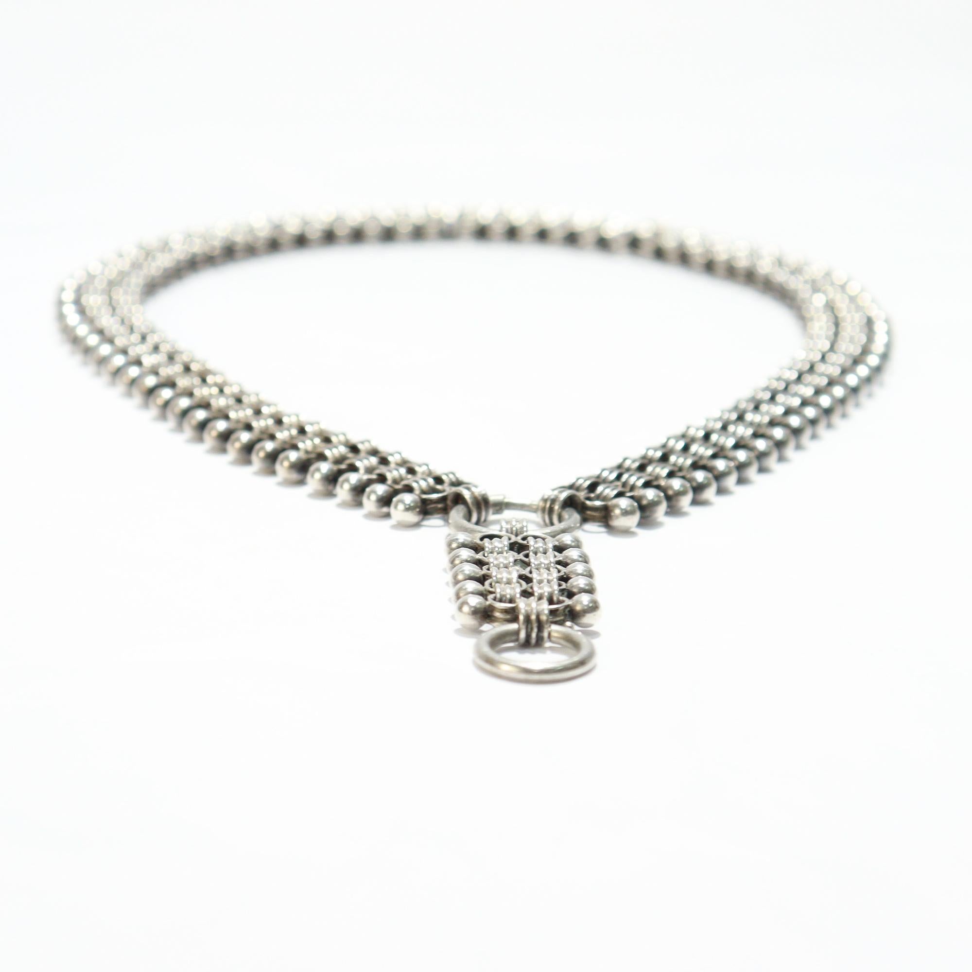 Antique collier victorien en argent avec chaîne à plusieurs rangs et rallonge en vente 6