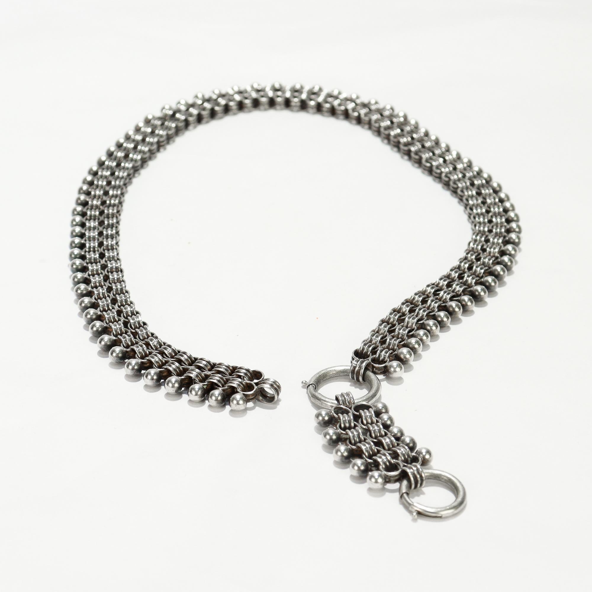 Antique collier victorien en argent avec chaîne à plusieurs rangs et rallonge en vente 8