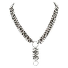 Antique collier victorien en argent avec chaîne à plusieurs rangs et rallonge