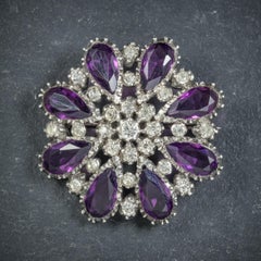 Antique Victorian Silver Paste Amethyst circa 1900 Brooch