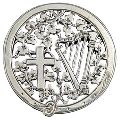 Used Victorian silver pendant, Harp and Cross 