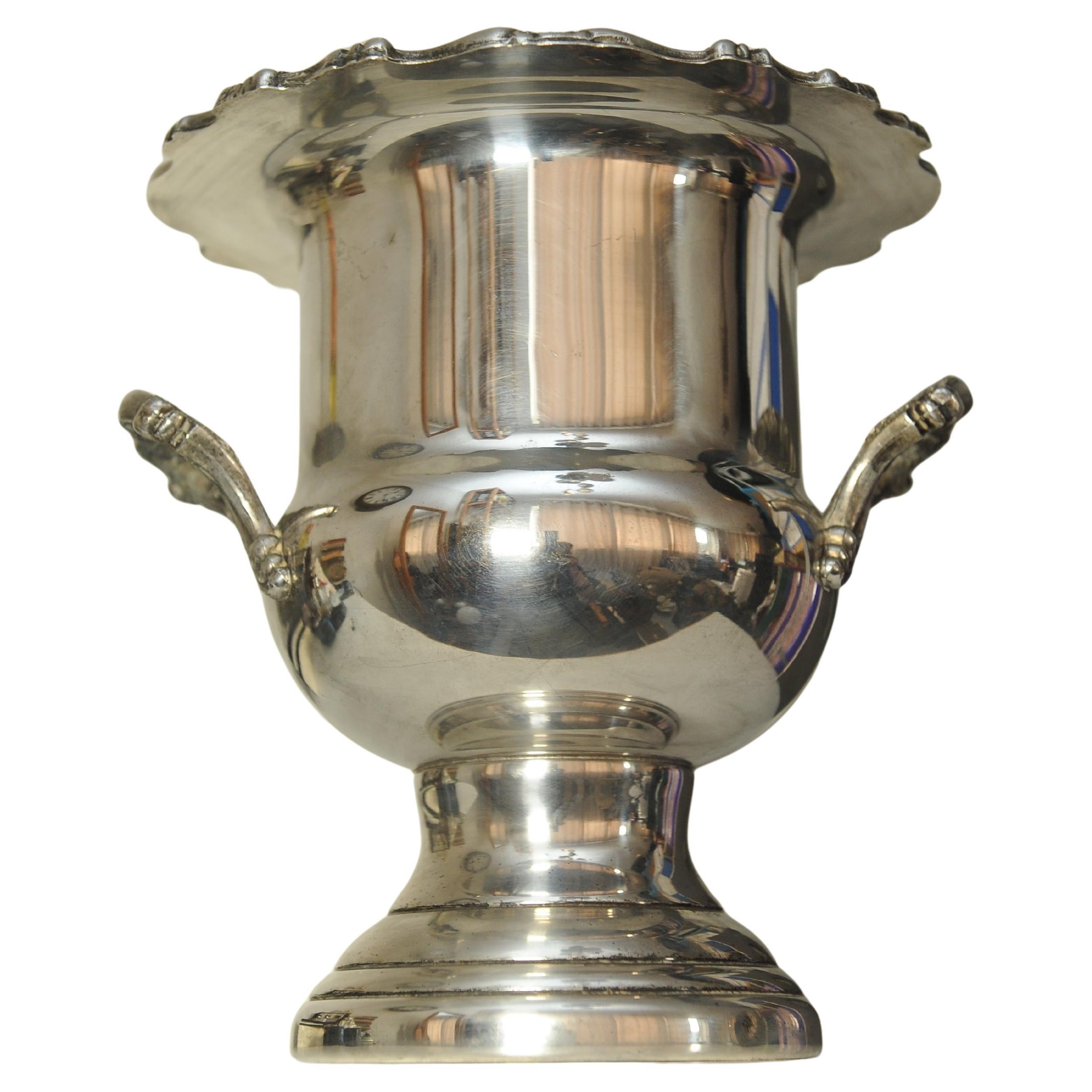 Antiguo Portabotellas Campagna Victoriano de Plata con Asas Gemelas Europeo en venta