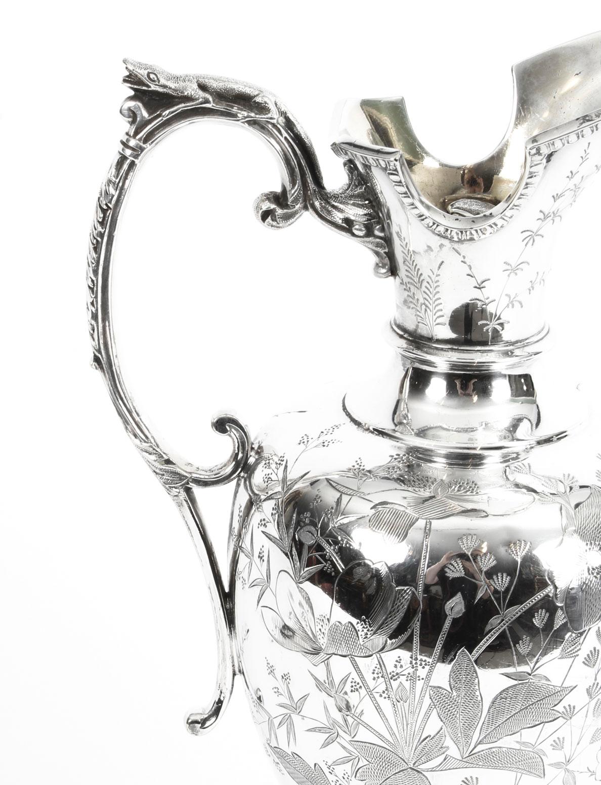 Antique Victorian Silver Plate Claret Jug by Atkin Brothers, 19th Century In Good Condition In London, GB