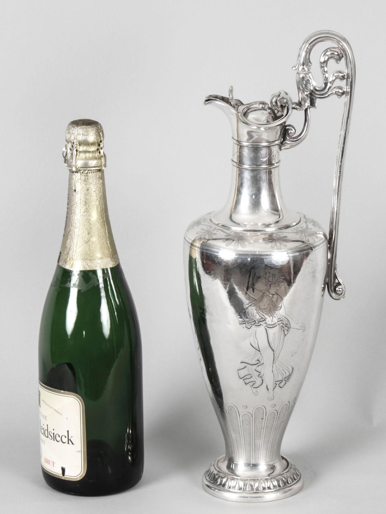 Pichet à vin victorien ancien en métal argenté par Elkington, 19ème siècle en vente 11