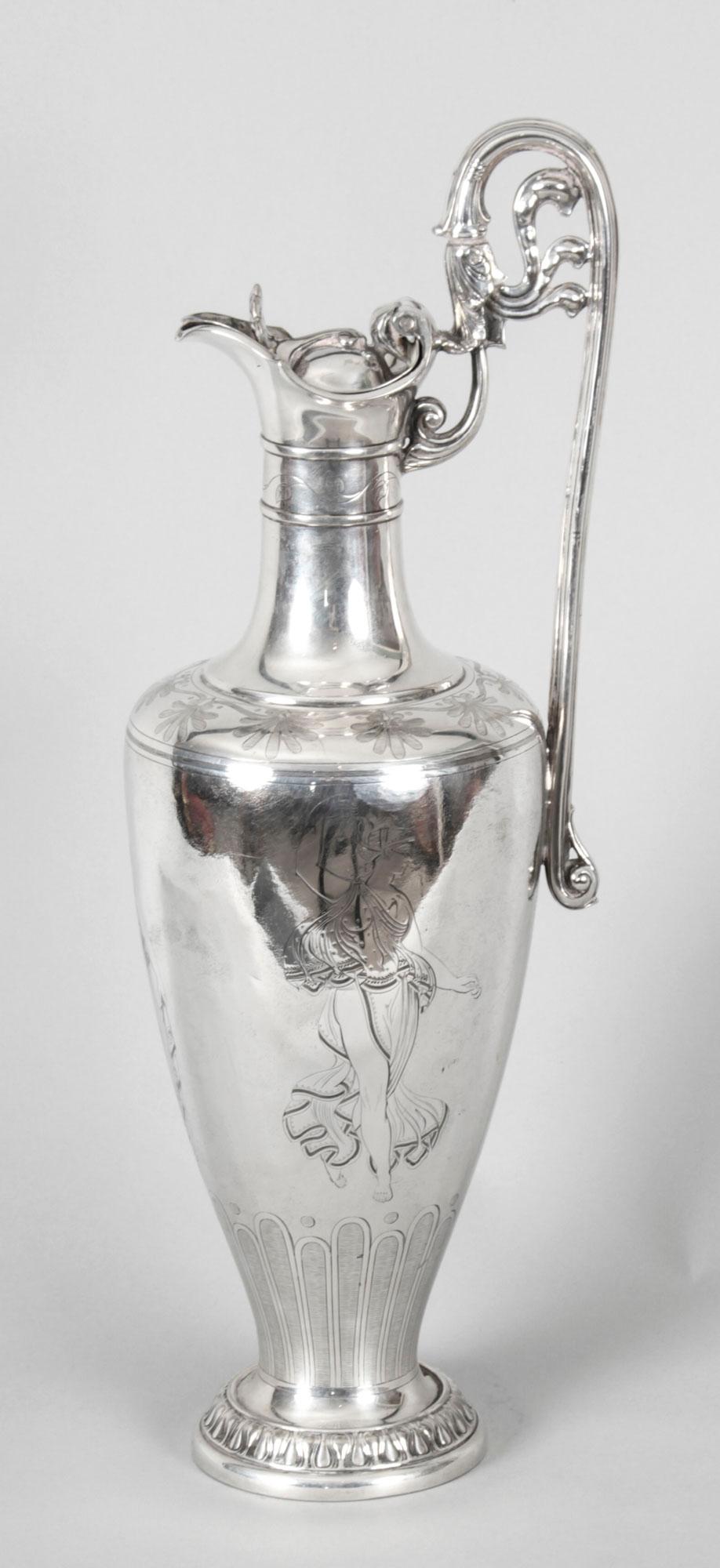 Victorien Pichet à vin victorien ancien en métal argenté par Elkington, 19ème siècle en vente