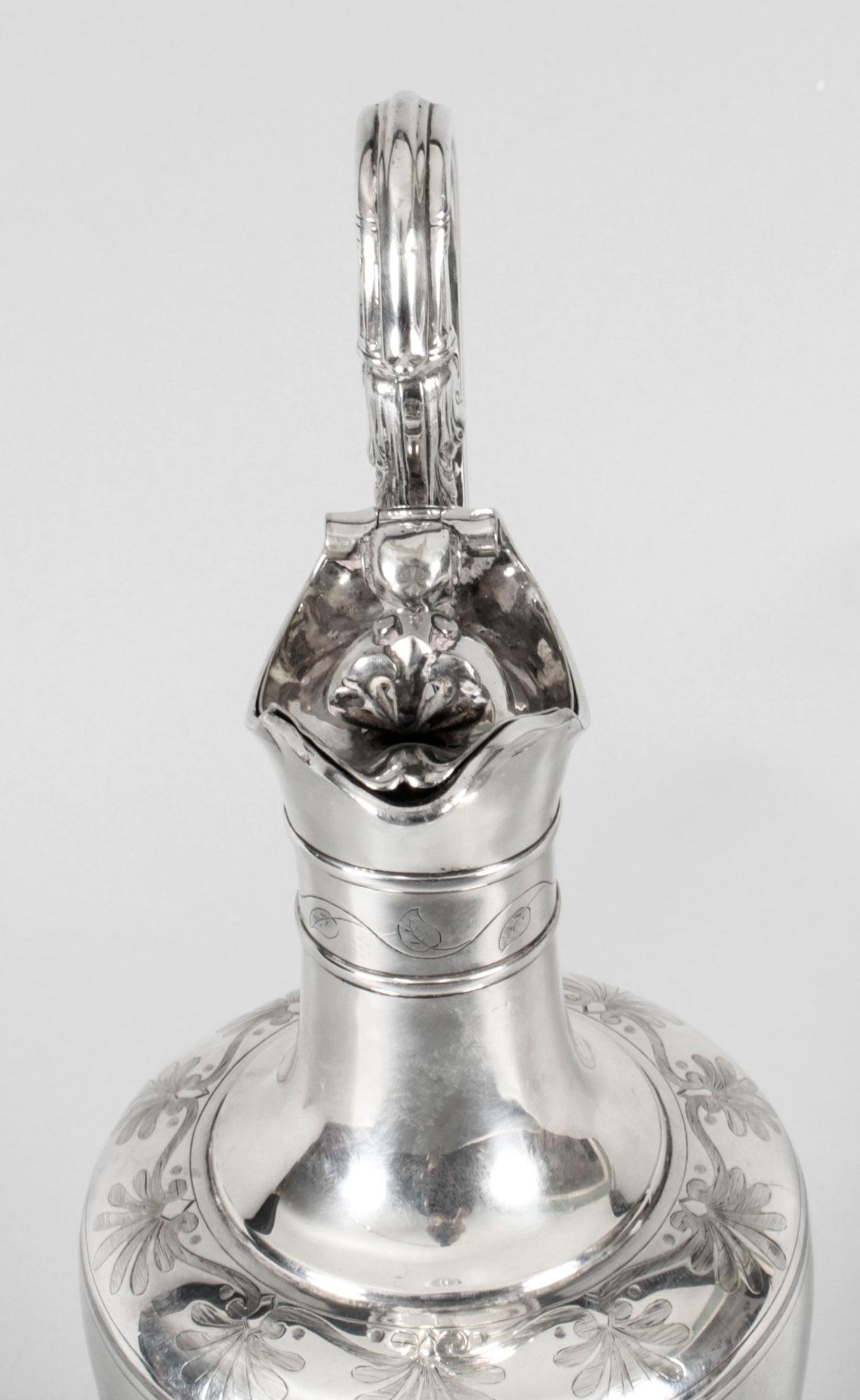 Antique Victorian Silver Plate Claret Jug by Elkington, 19th Century In Good Condition For Sale In London, GB