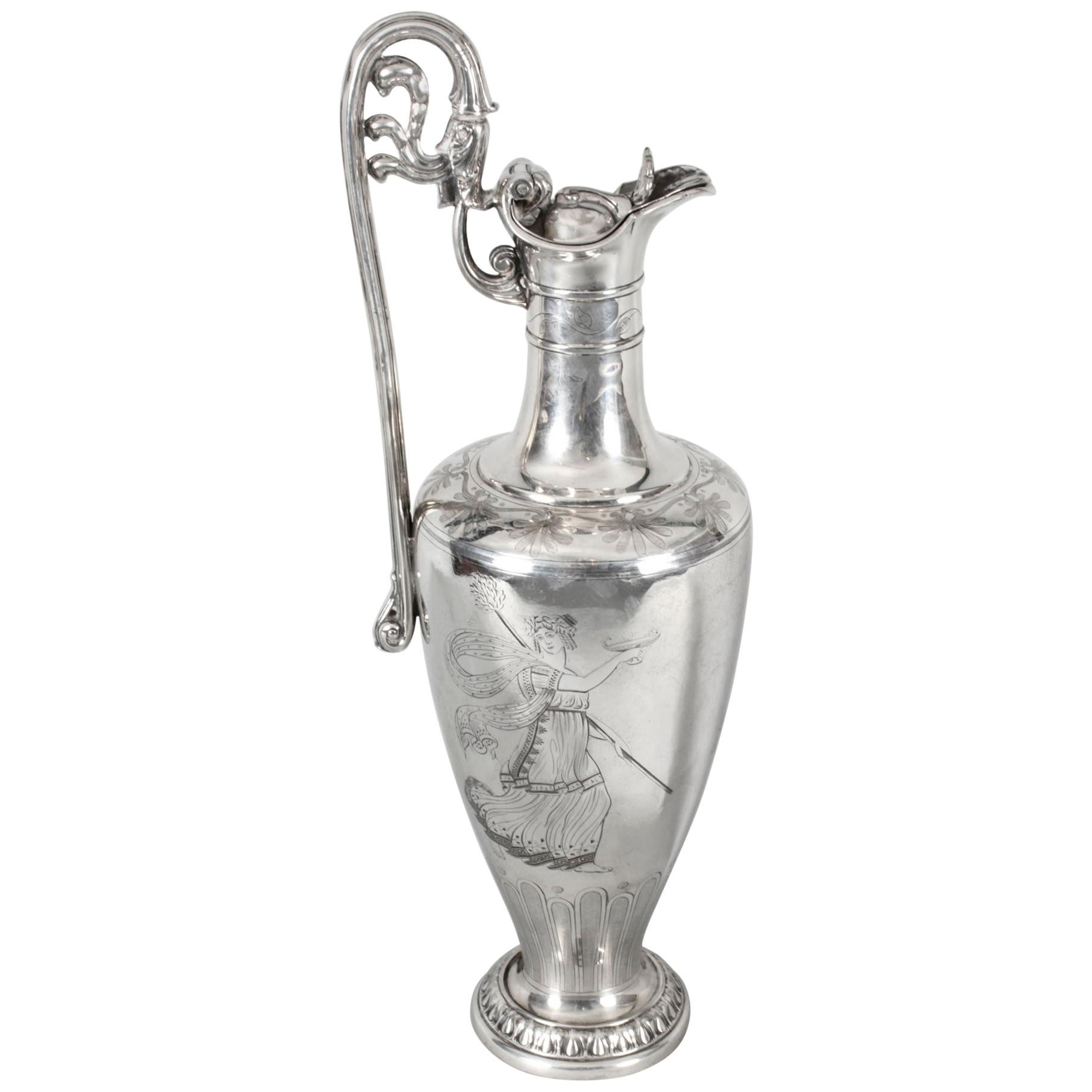 Antique Victorian Silver Plate Claret Jug by Elkington, 19th Century