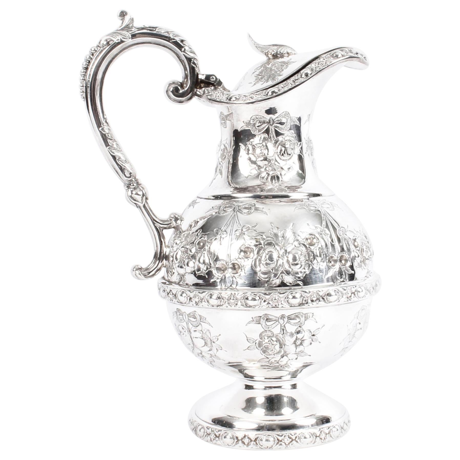Antique Victorian Silver Plate Claret Jug by Martin Hall, 19th Century