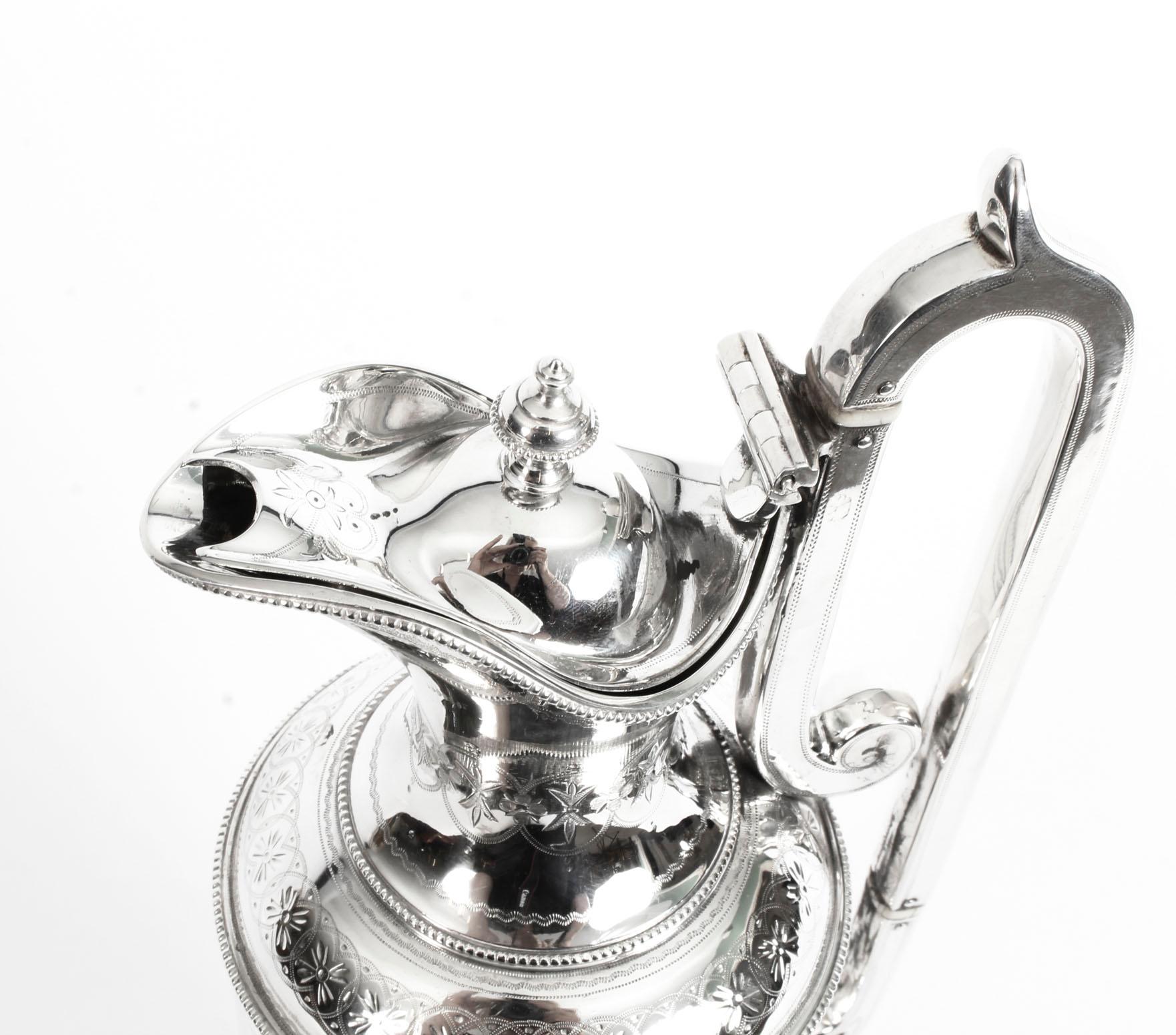 Antique Victorian Silver Plate Claret Jug by Martin Hall & Co., 19th Century 2