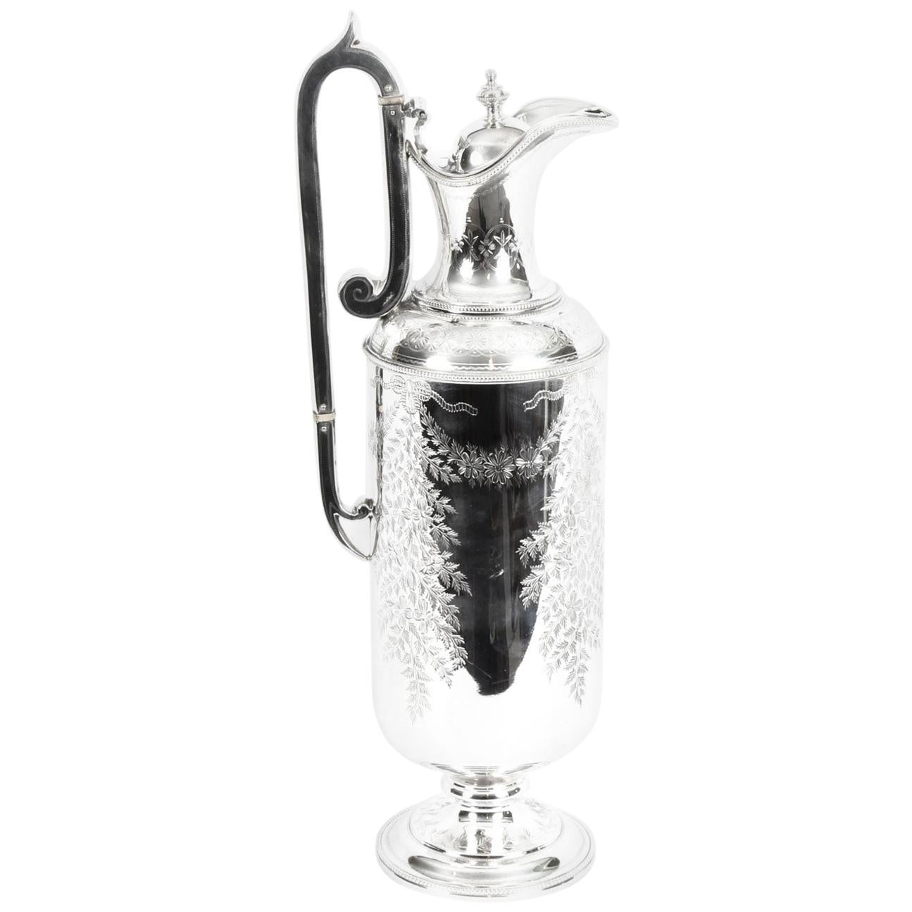 Antique Victorian Silver Plate Claret Jug by Martin Hall & Co., 19th Century