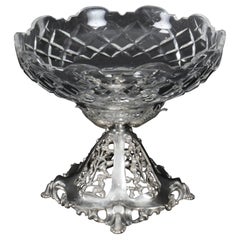 Antique Victorian Silver-plate & Cut Crystal Centerpiece, 19th C