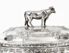 Antique Victorian Silver Plate & Cut Glass Butter Dish Martin Hall 19th Century