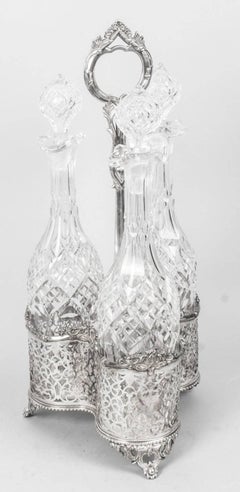 Antique Victorian Silver Plate Decanter Stand Liquor Caddy 19th Century