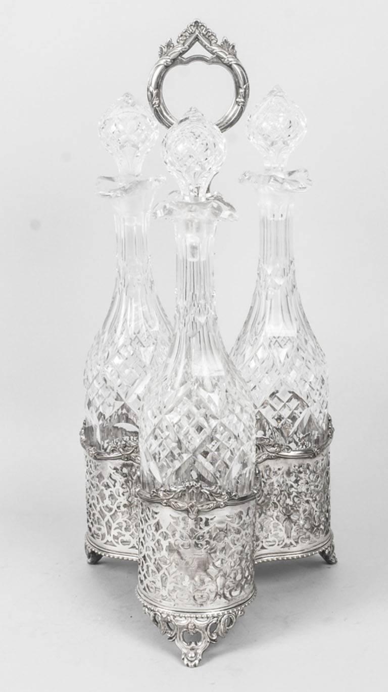 Antike viktorianische Silberplatte Dekanter Stand Likör Caddy 19 (Viktorianisch)