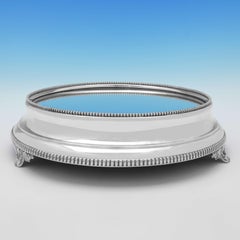 Antique Victorian Silver Plate Mirror Plateau or Cake Stand, Made circa 1880