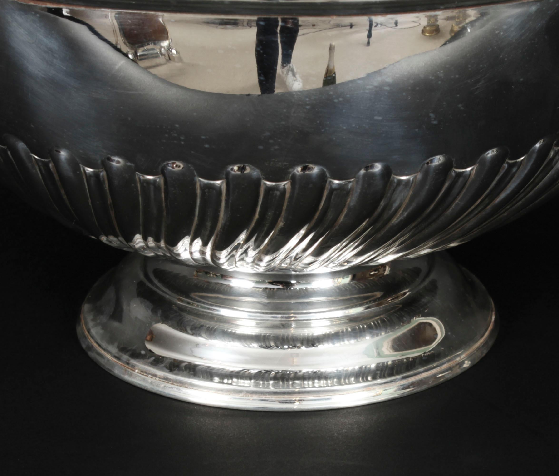 Mid-19th Century Antique Victorian Silver Plate on Copper Punch Bowl / wine Cooler 19th C For Sale