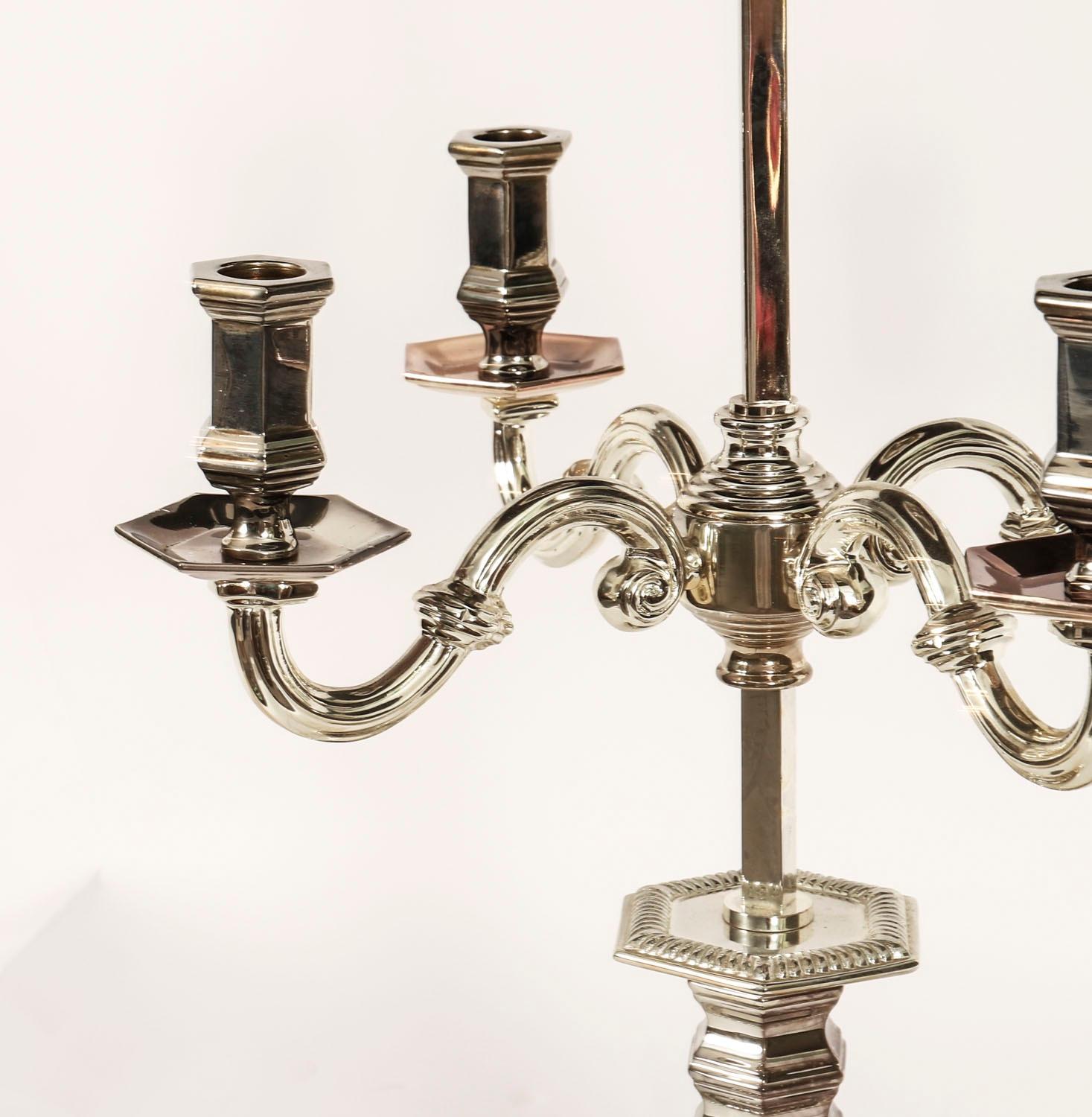 Antique Victorian Silver Plate Rise & Fall Candelabra Table Lamp 19th Century For Sale 6