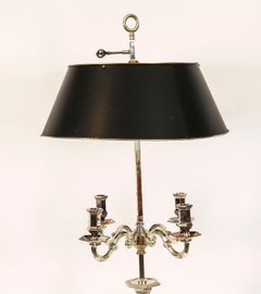Antica lampada da tavolo a candelabro vittoriana in argento del 19° secolo