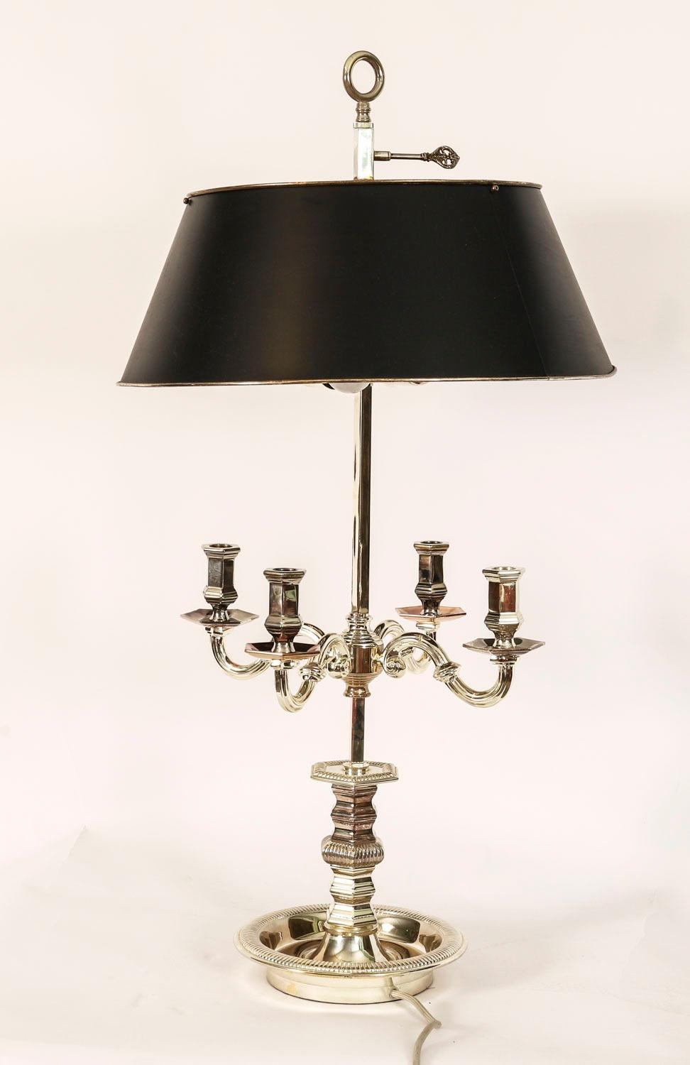 Antique Victorian Silver Plate Rise & Fall Candelabra Table Lamp 19th Century For Sale 2
