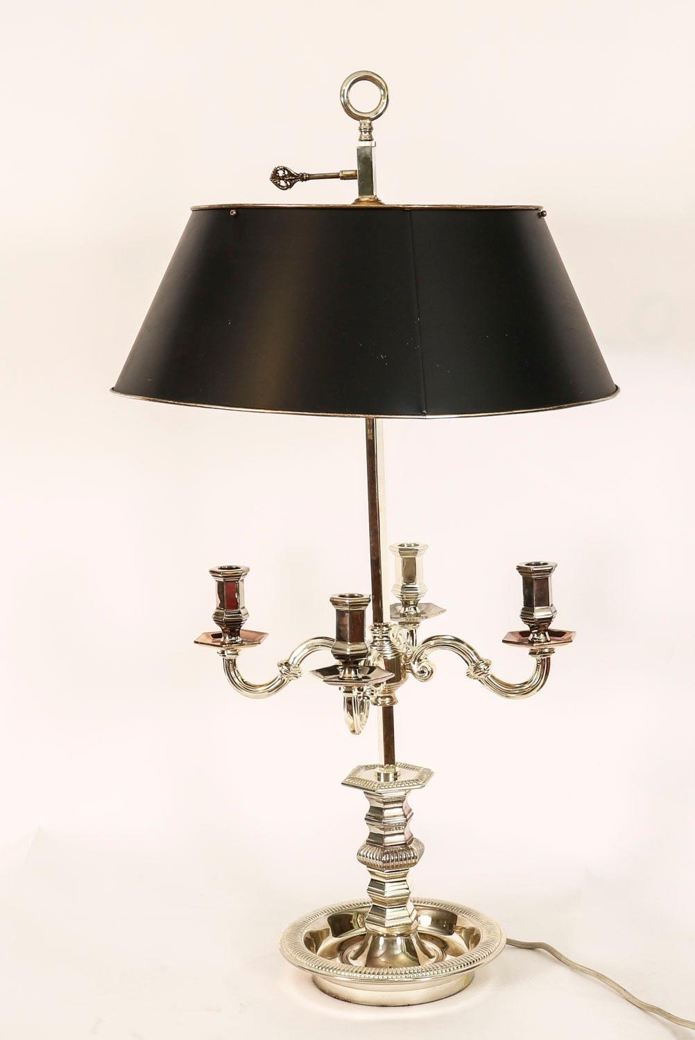 Antique Victorian Silver Plate Rise & Fall Candelabra Table Lamp 19th Century For Sale 4