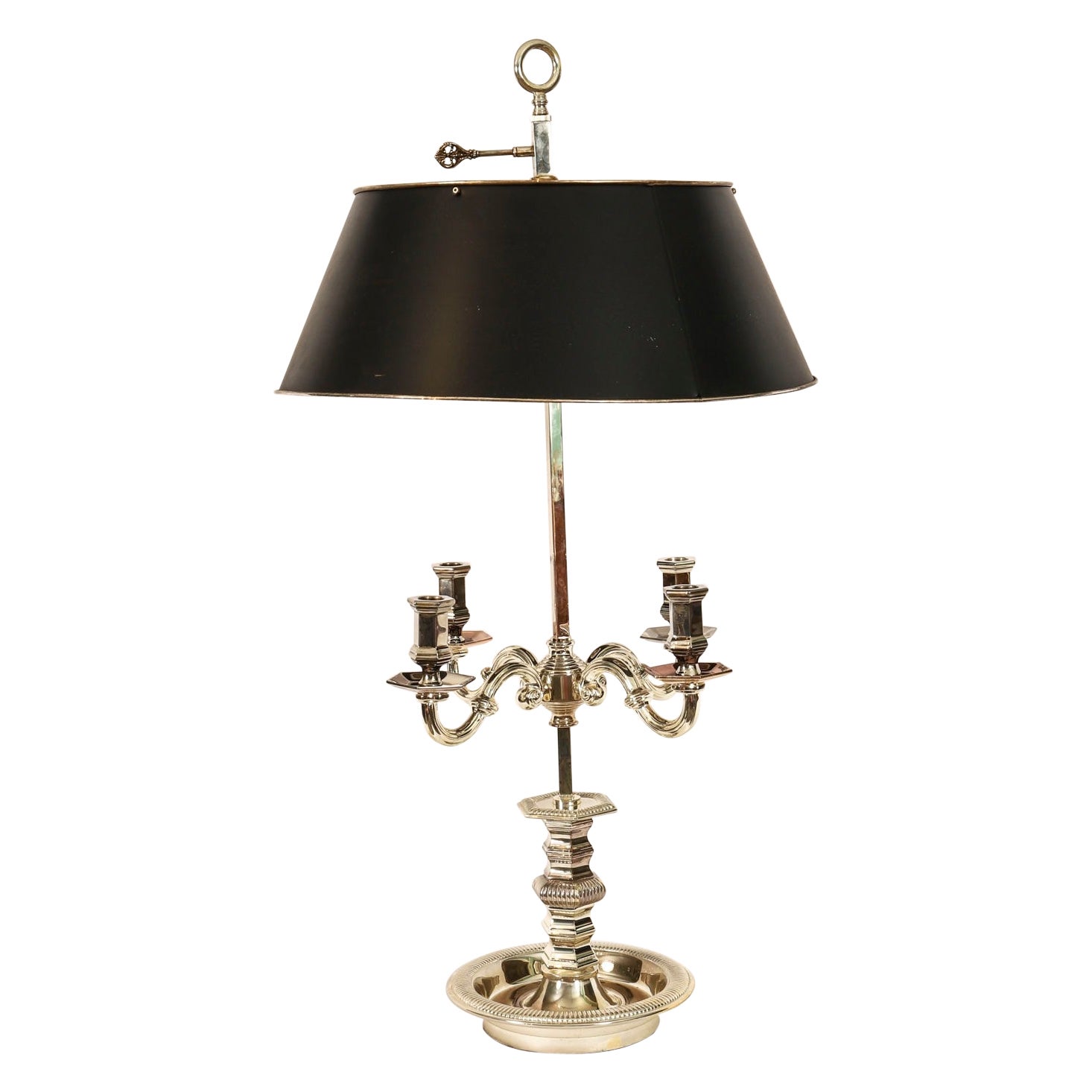 Antique Victorian Silver Plate Rise & Fall Candelabra Table Lamp 19th Century For Sale