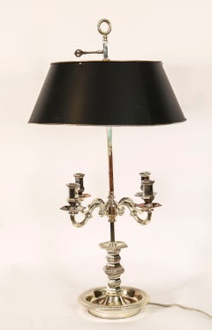 Antique Victorian Silver Plate Rise & Fall Candelabra Table Lamp 19th Century