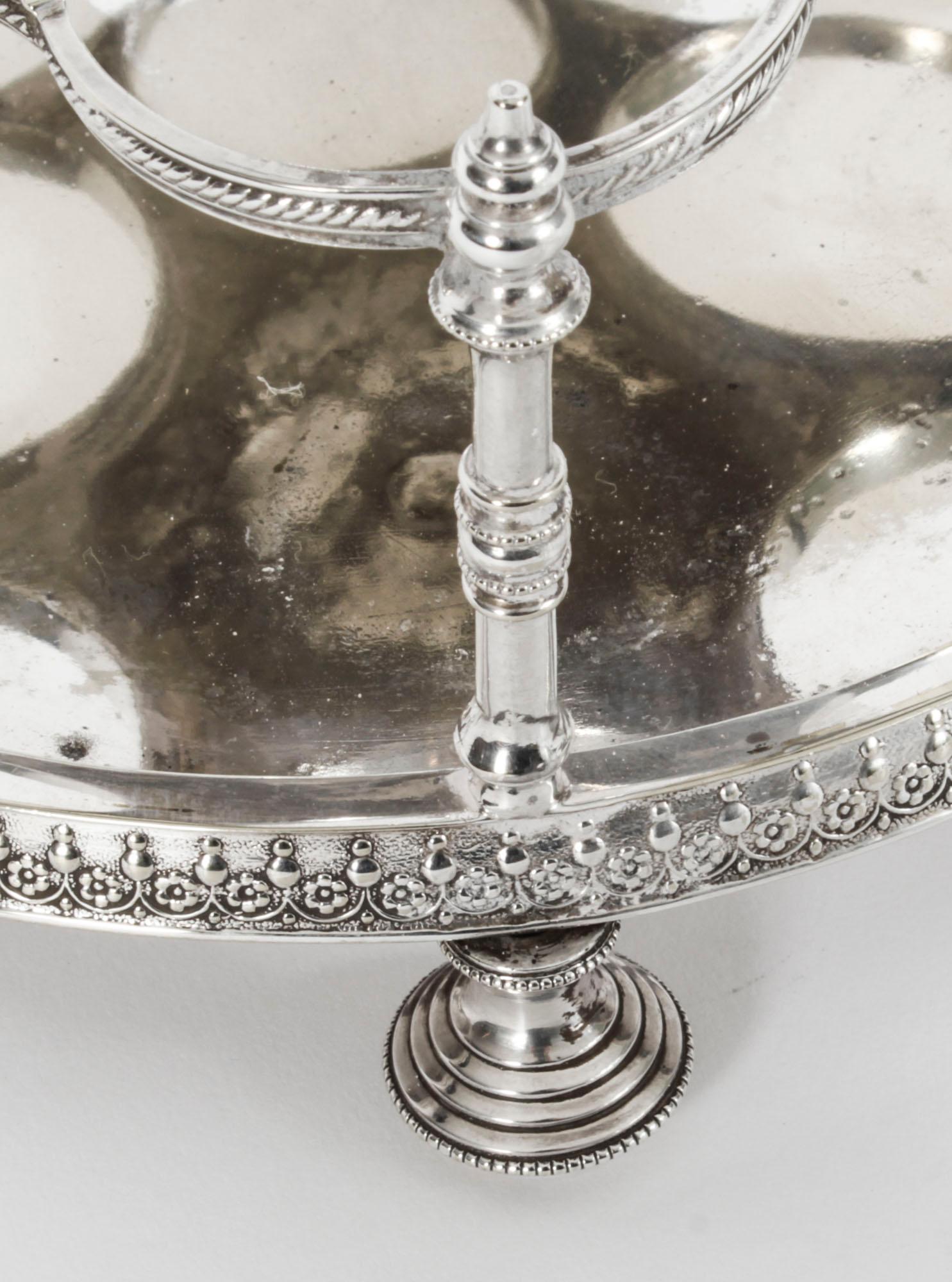 Antique Victorian Silver Plated 6 Bottle Cruet Set, 19th Century 12