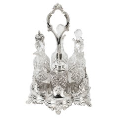 Antique Victorian Silver Plated 6 Bottle Cruet Set Henry Wilkinson 19th Century
