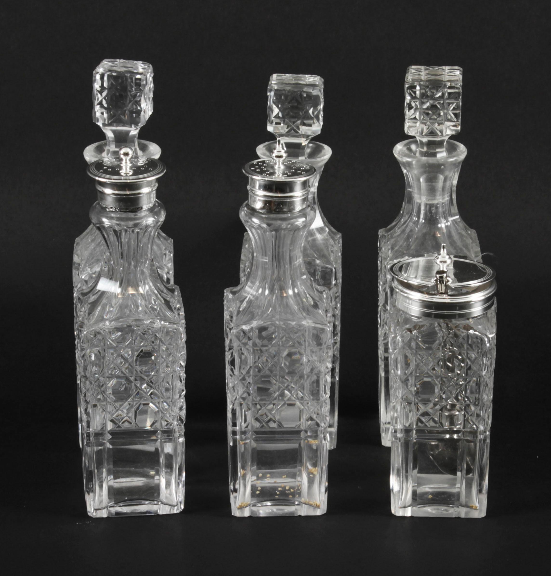 Mid-19th Century Antique Victorian Silver Plated 6 Bottle Cruet Set Wade Wingfield Wilkins 19th C For Sale