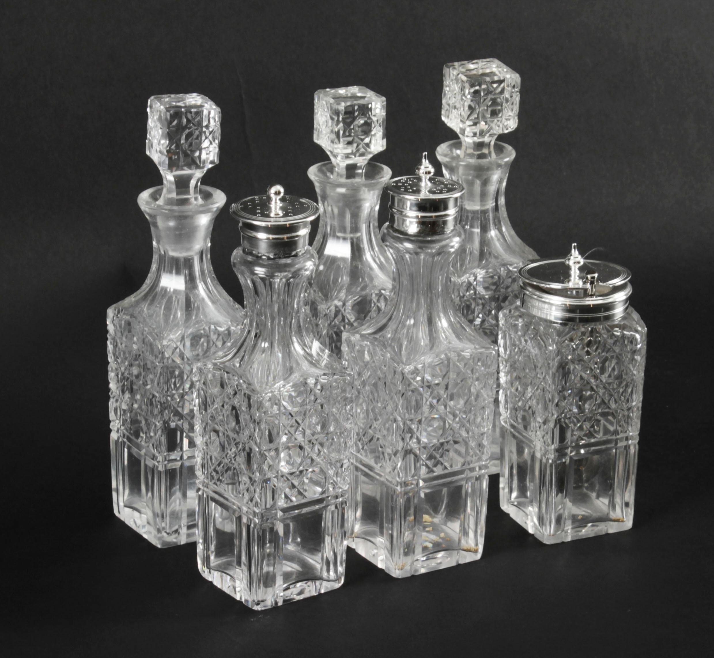 Antique Victorian Silver Plated 6 Bottle Cruet Set Wade Wingfield Wilkins 19th C For Sale 1