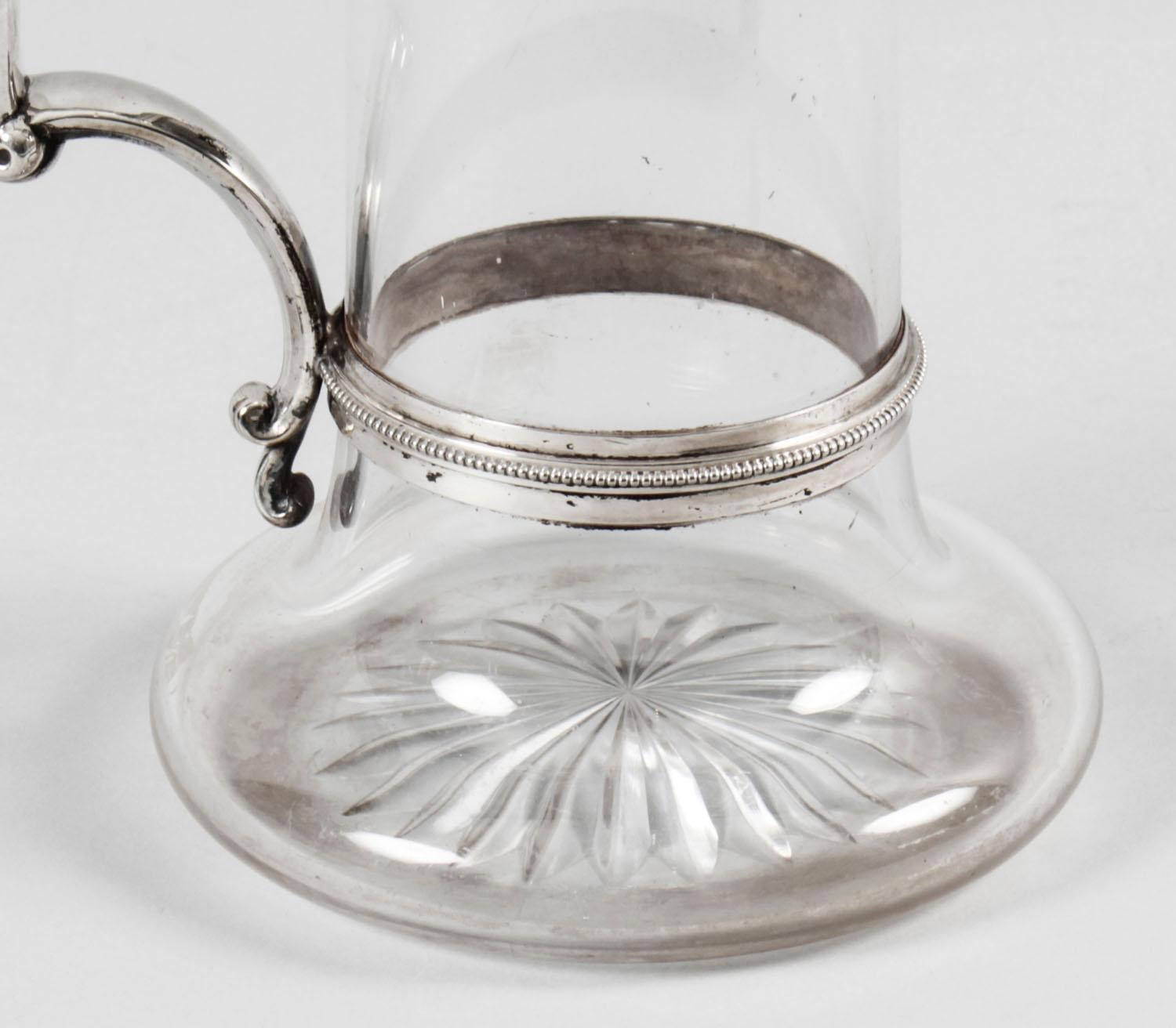 Antique Victorian Silver Plated and Cut Crystal Claret Jug Elkington & Co 19th C For Sale 5