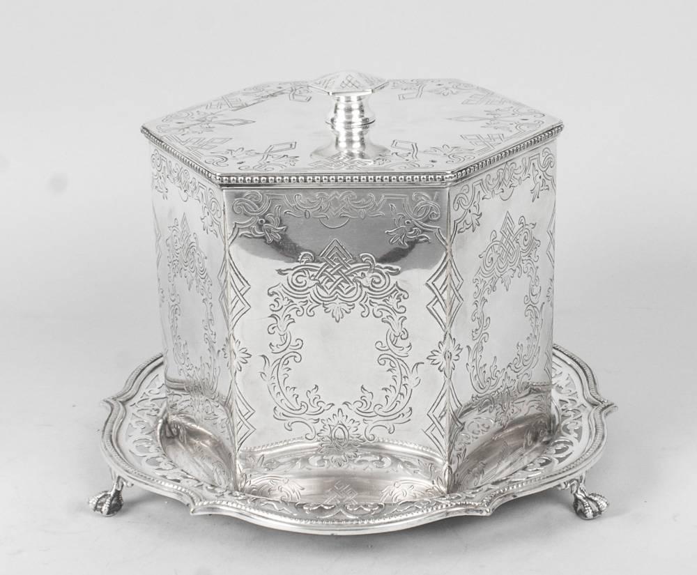 Mid-19th Century Antique Victorian Silver Plated Biscuit / Sweet Box, 19th Century