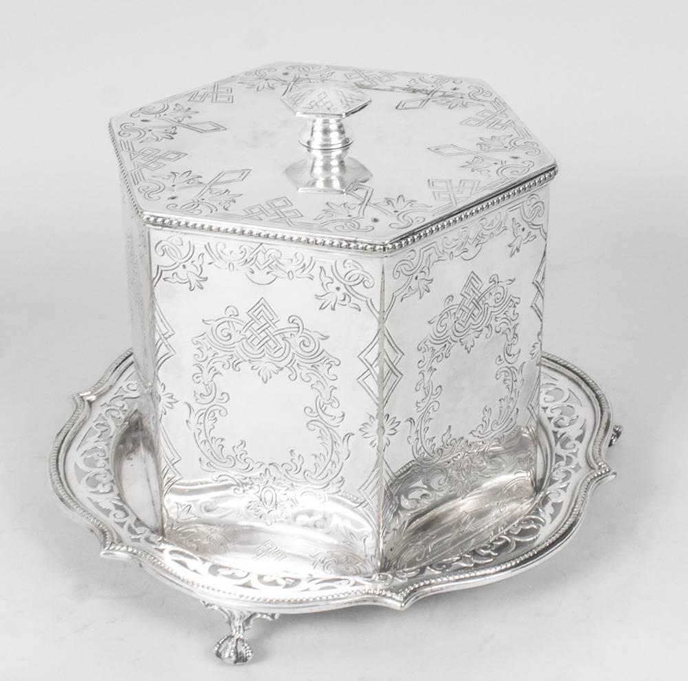 Antique Victorian Silver Plated Biscuit / Sweet Box, 19th Century 2